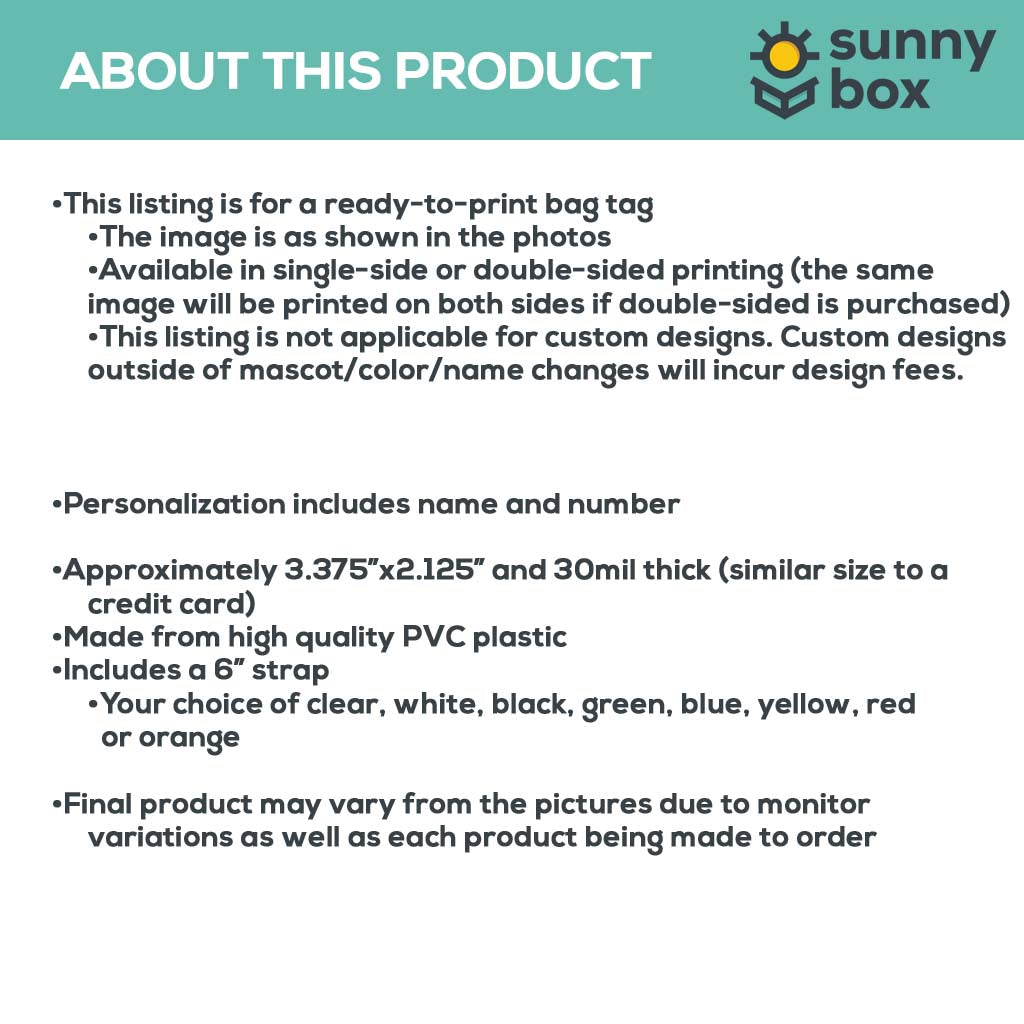 Basketball Team Mascot Sports Bag Tag Stripes