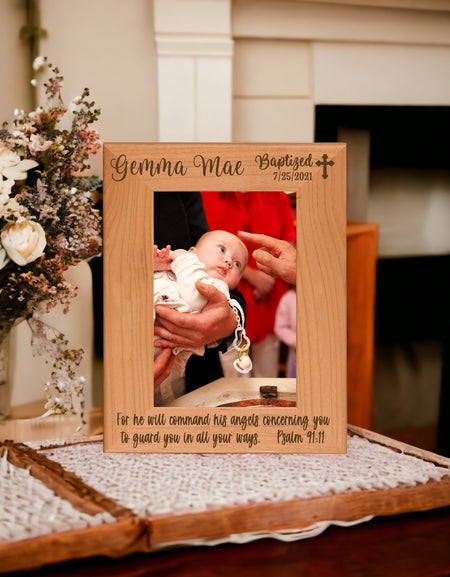 Personalized Engraved Baptism Wood Picture Frame - Sunny Box
