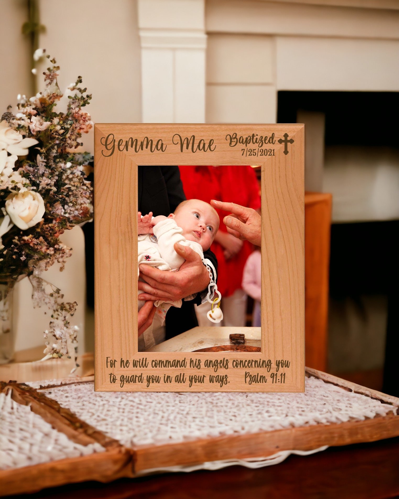Personalized Engraved Baptism Wood Picture Frame - Sunny Box