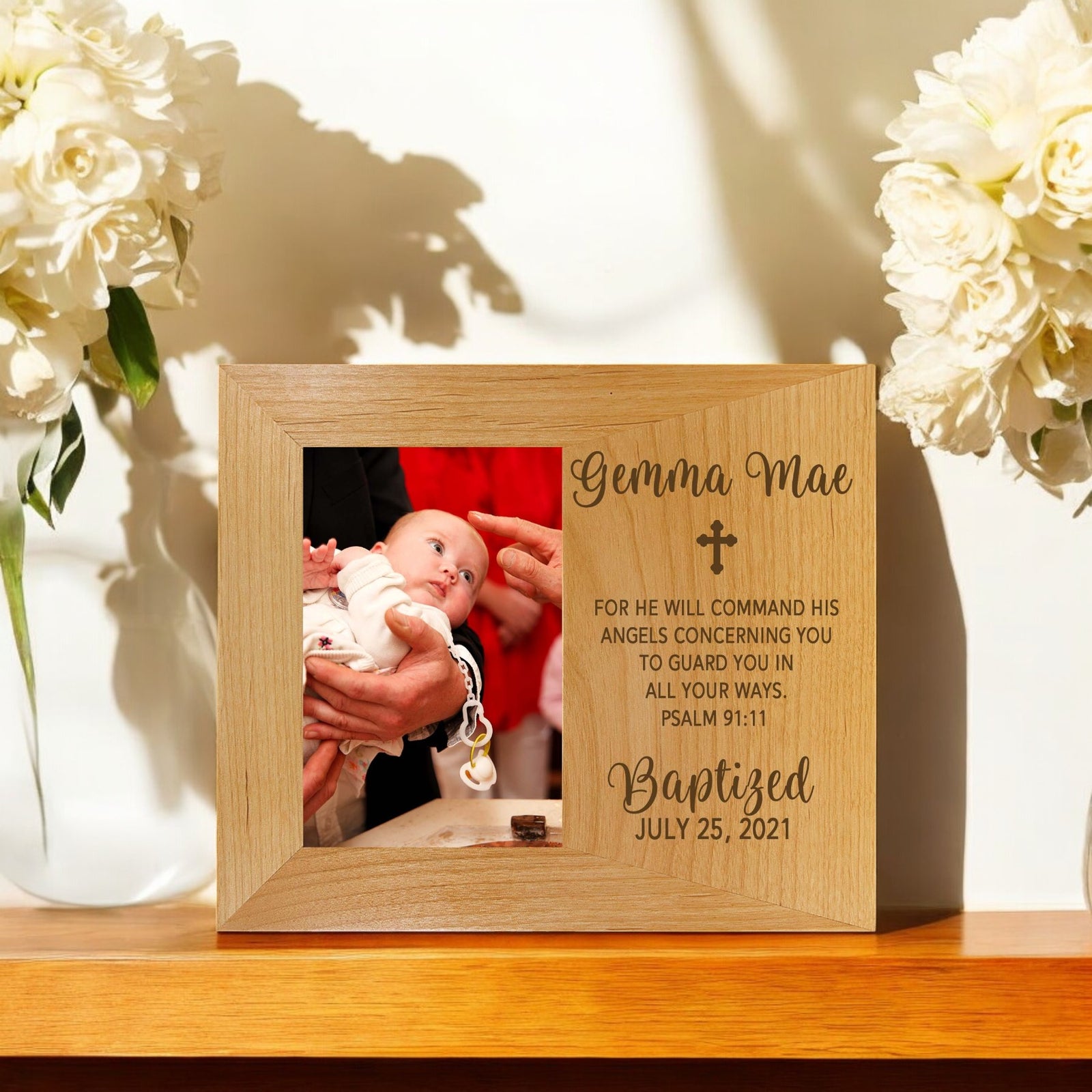 Baptism Wood Wide Picture Frame