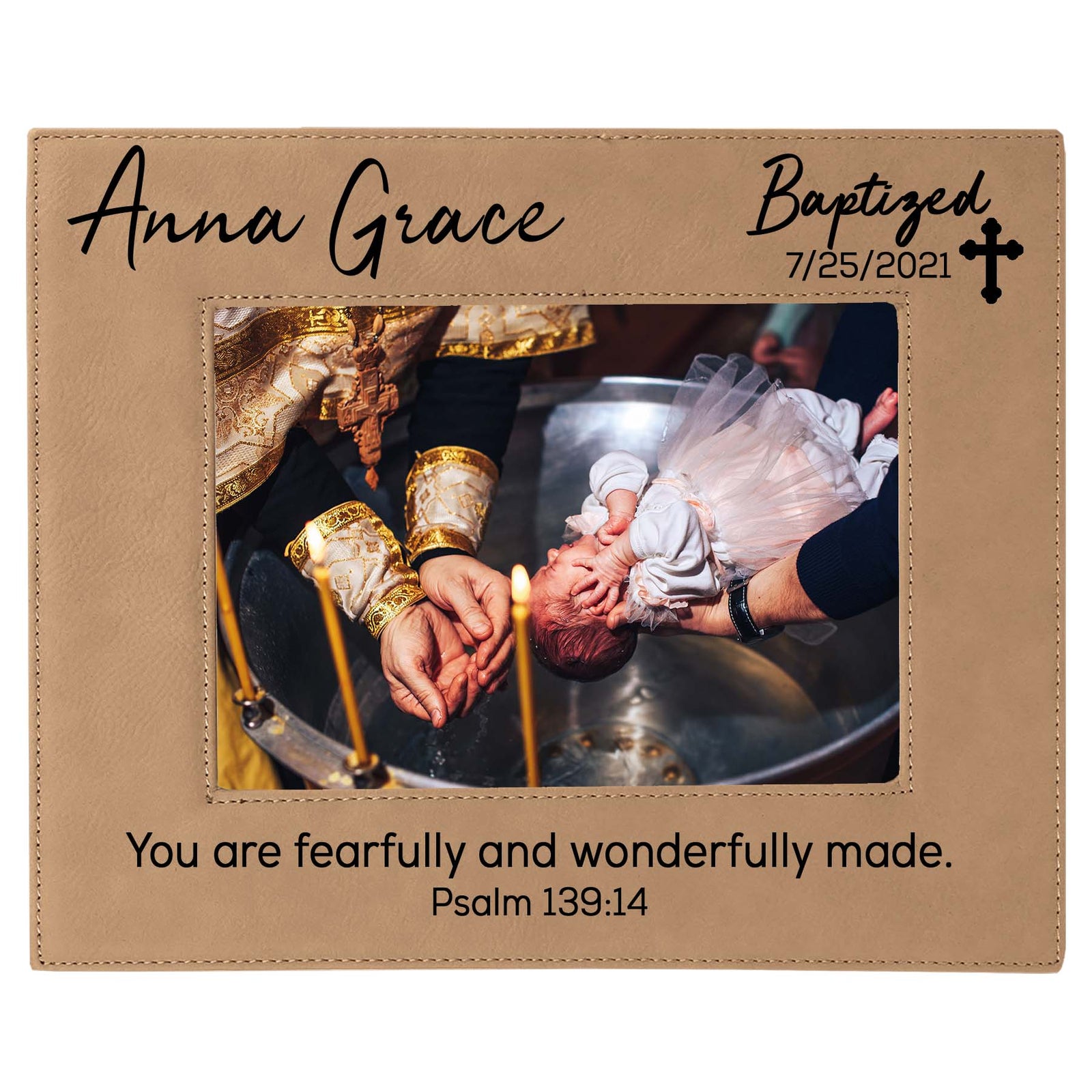 Baptism Leatherette Picture Frame - Design 2