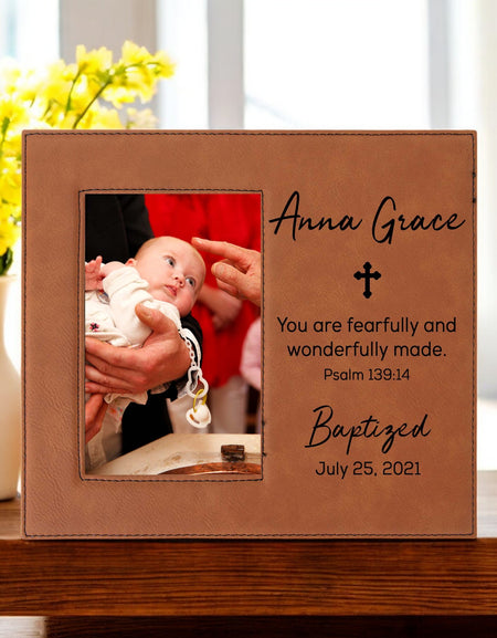 Baptism Leatherette Wide Picture Frame - Design 2