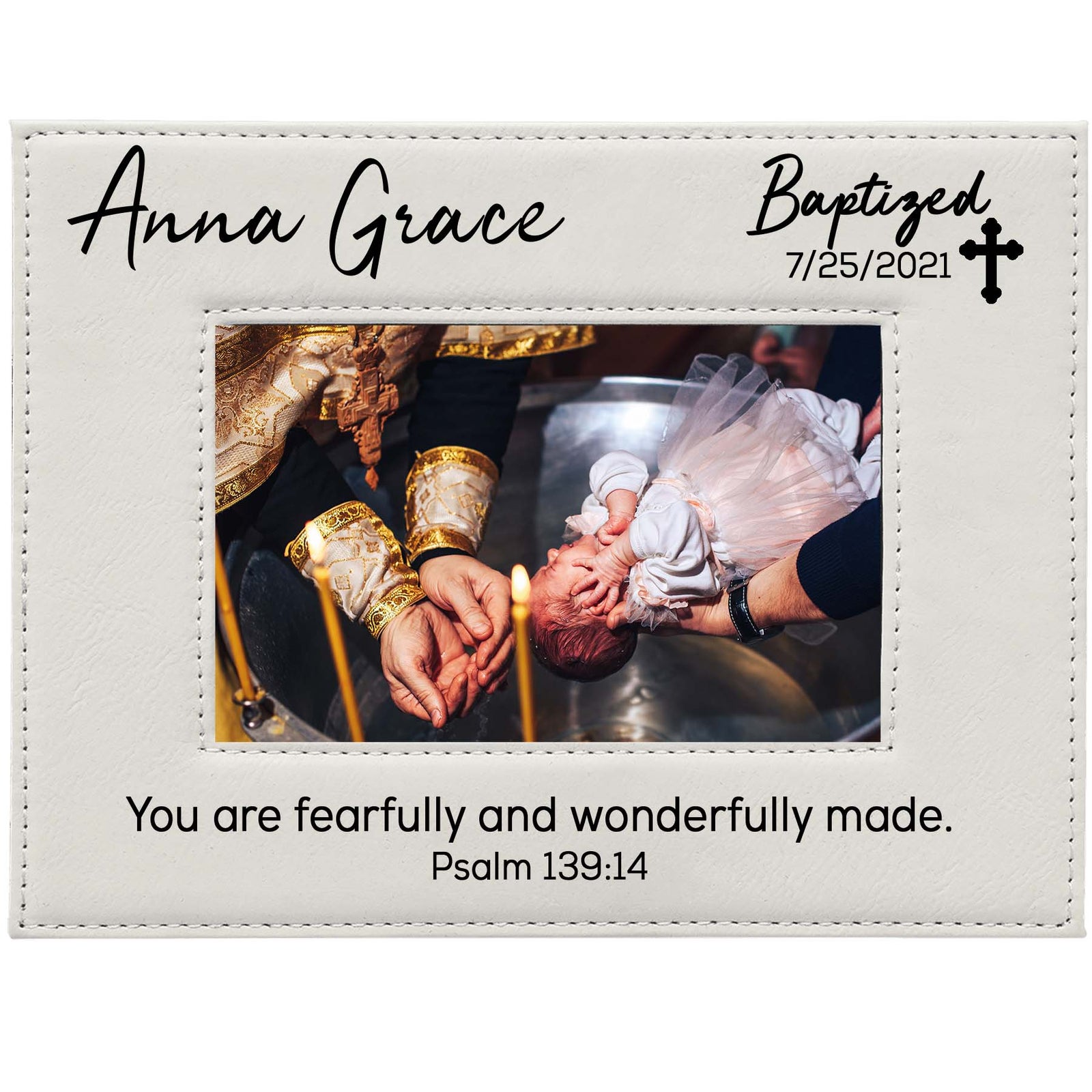 Baptism Leatherette Picture Frame - Design 2