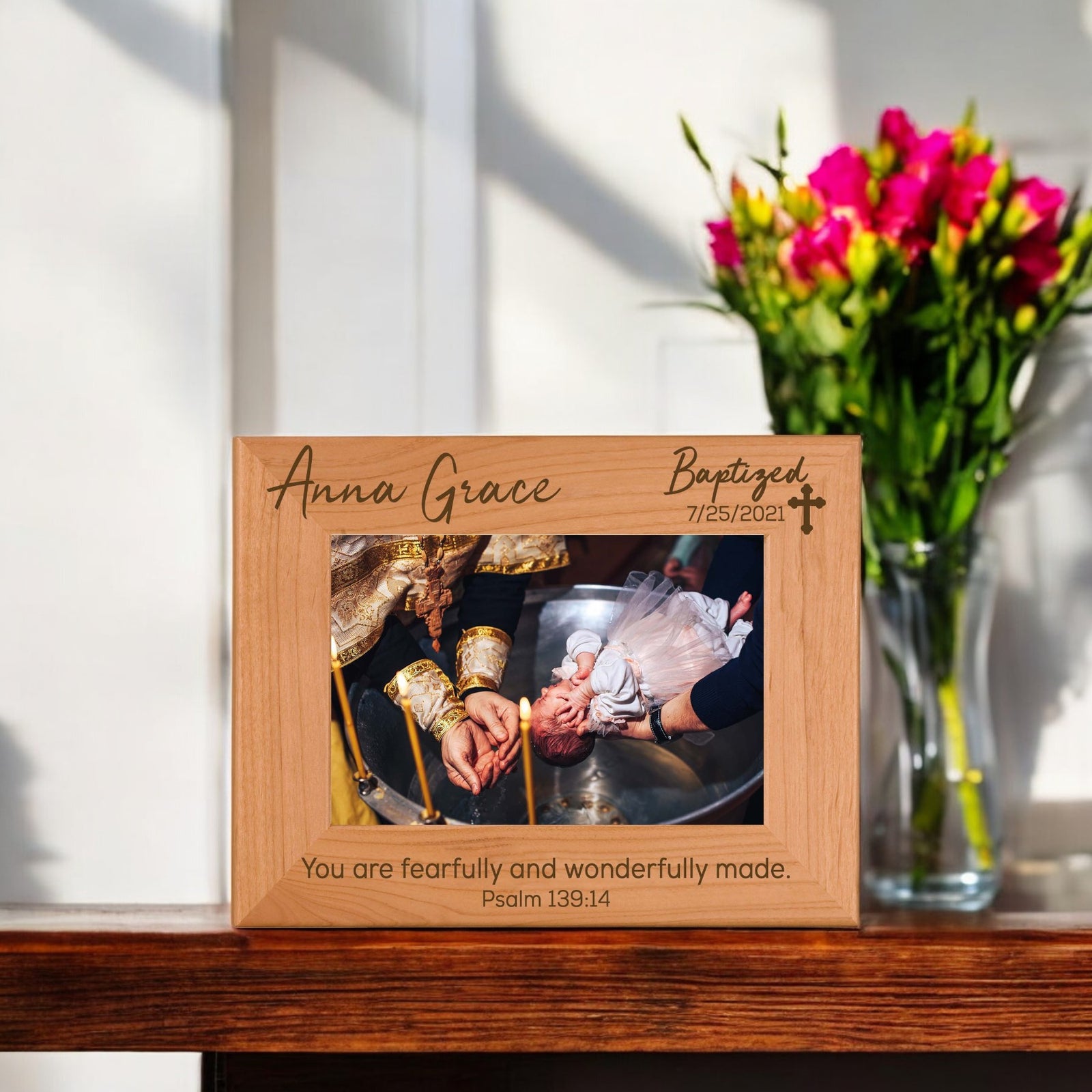 Baptism Wood Picture Frame - Design 2