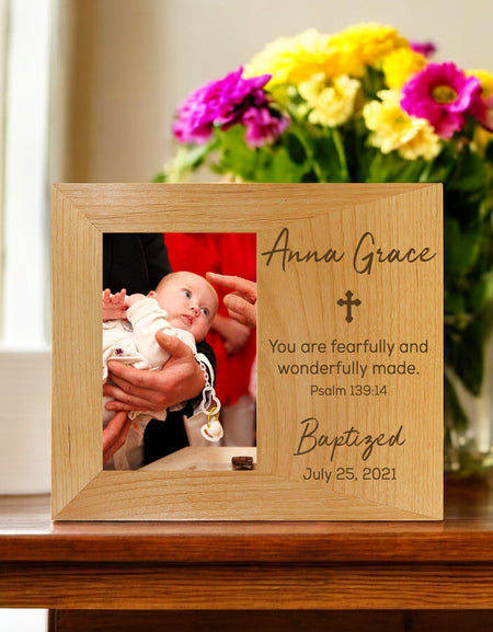 Baptism Wood Wide Picture Frame - Design 2