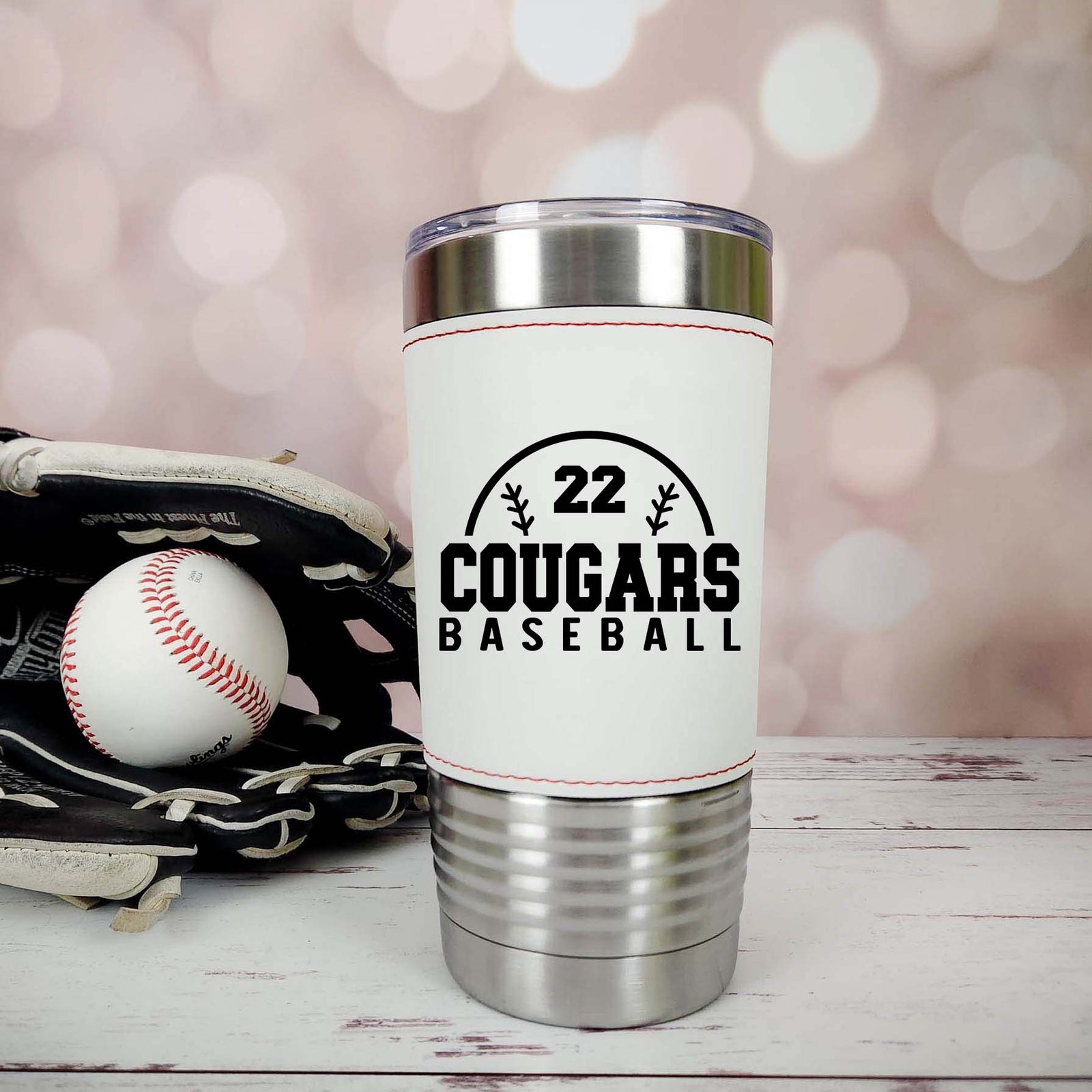 Baseball School Mascot - Engraved Leatherette Tumbler