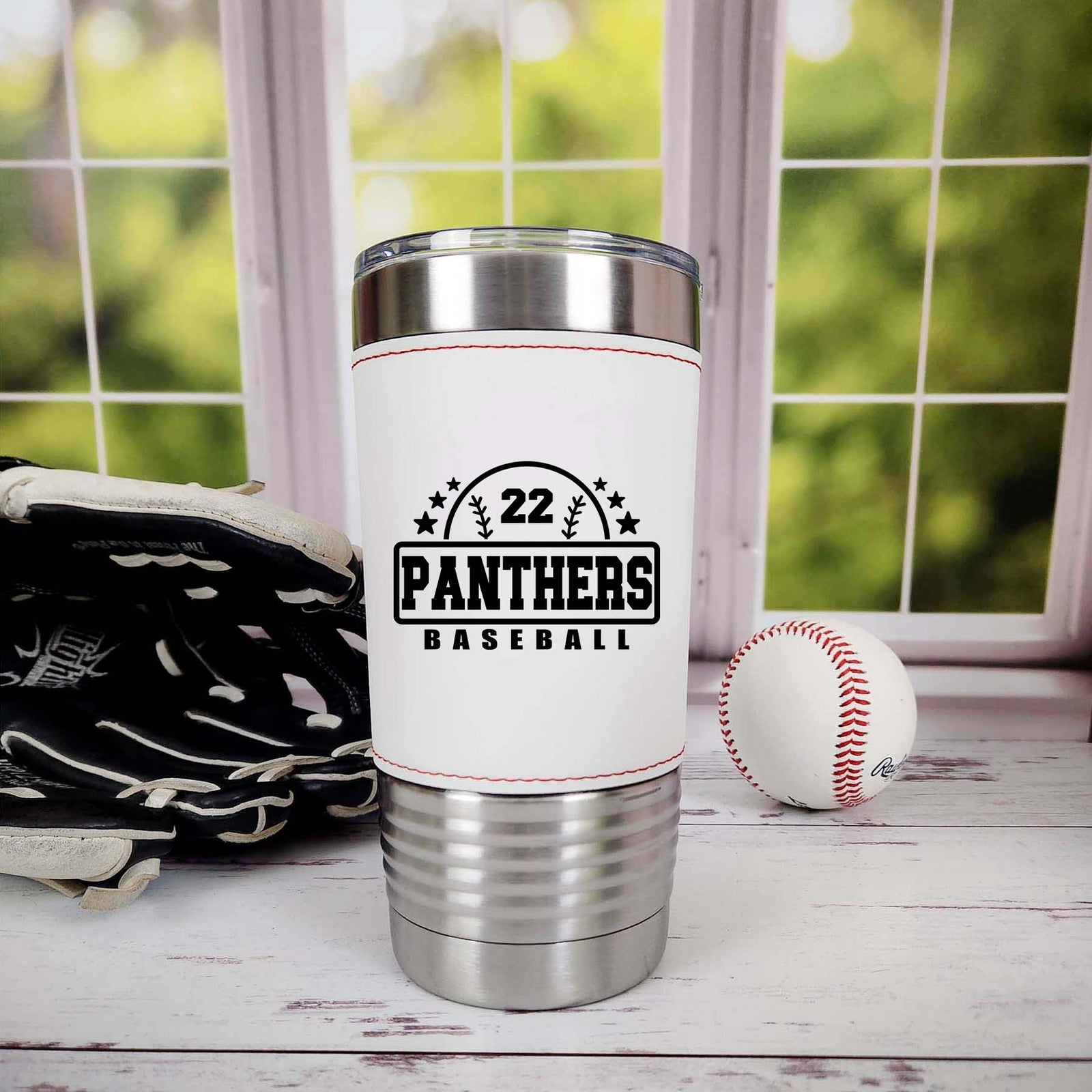 Baseball School Mascot - Engraved Leatherette Tumbler
