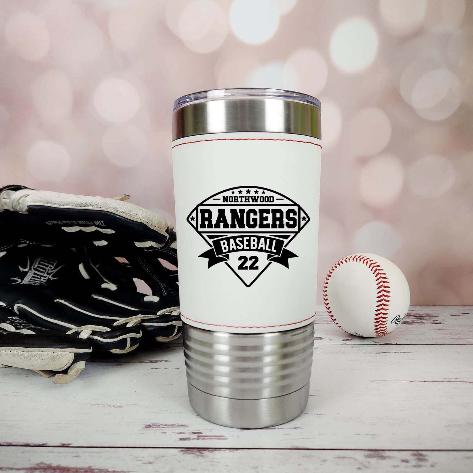 Baseball School Mascot - Engraved Leatherette Tumbler