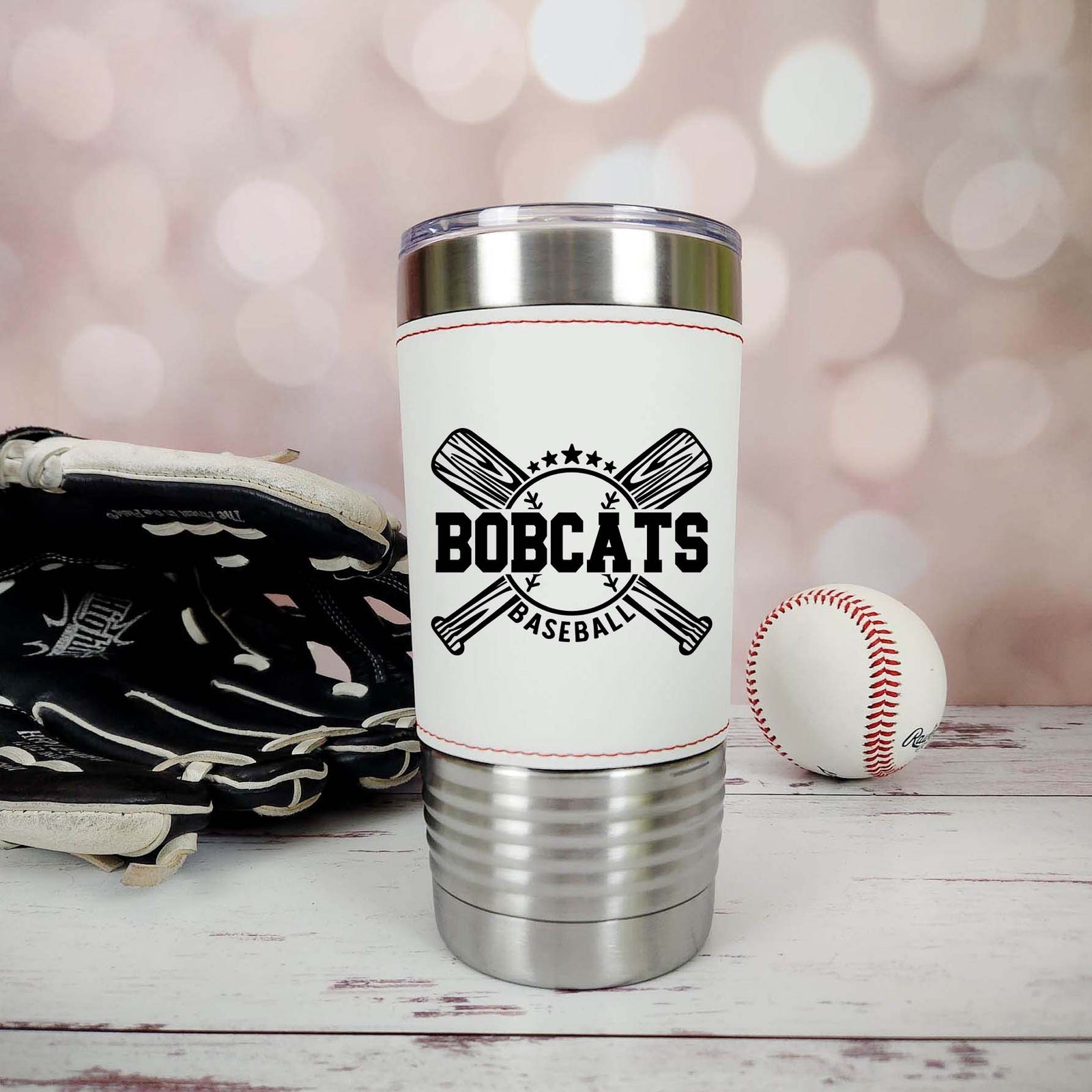 Baseball School Mascot - Engraved Leatherette Tumbler