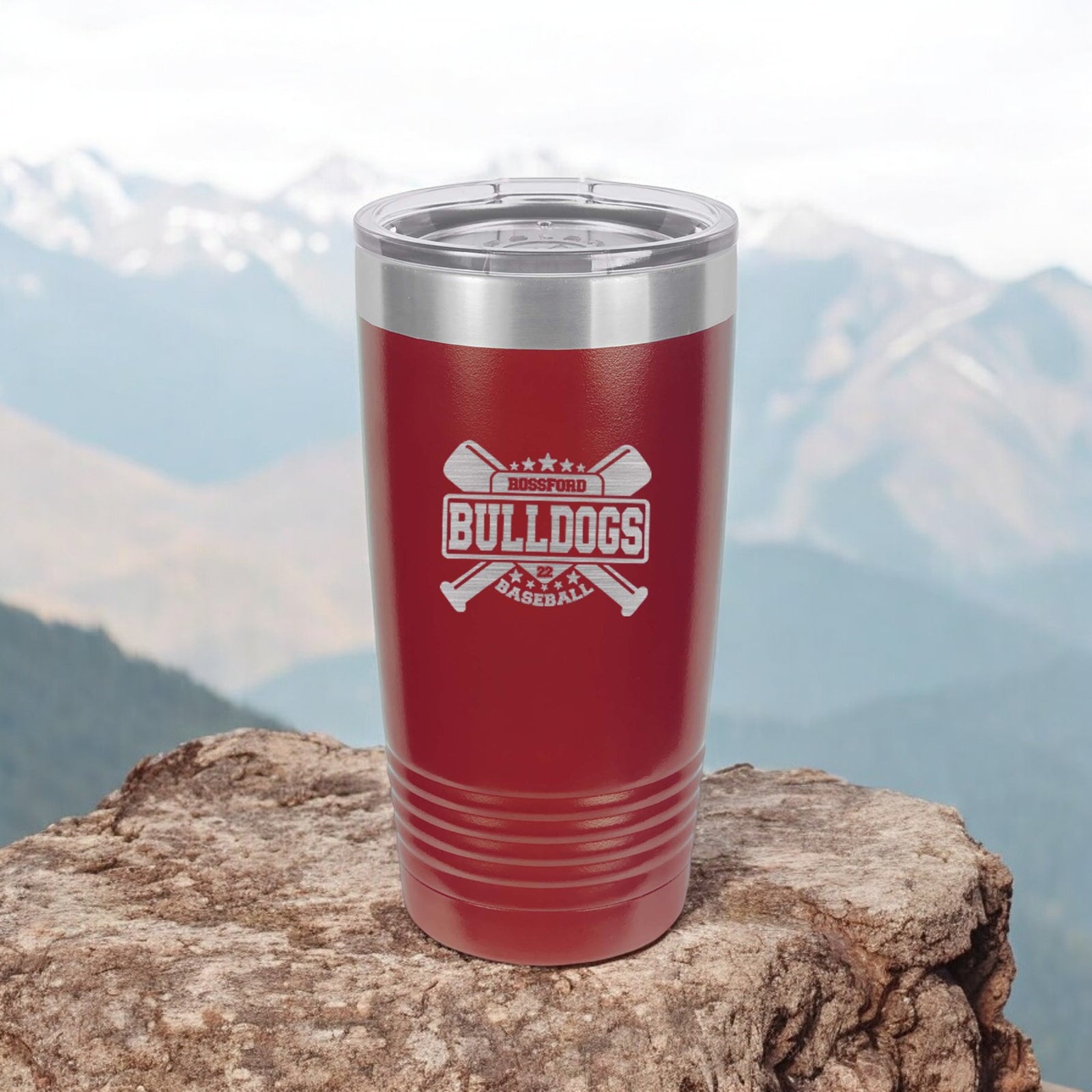 Baseball Mascot Engraved Polar Camel 20oz Maroon Tumbler by Sunny Box