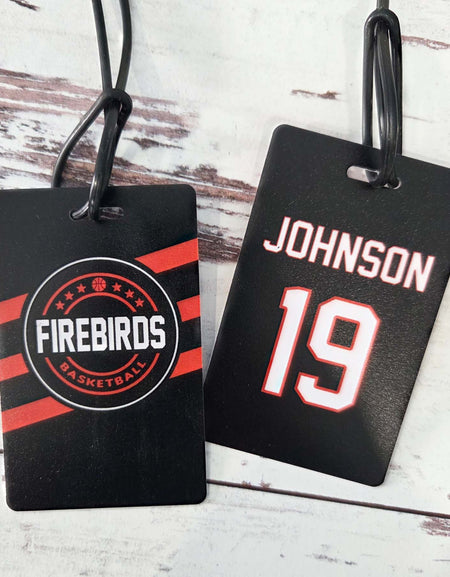 Basketball Team Mascot Sports Bag Tag Stripes