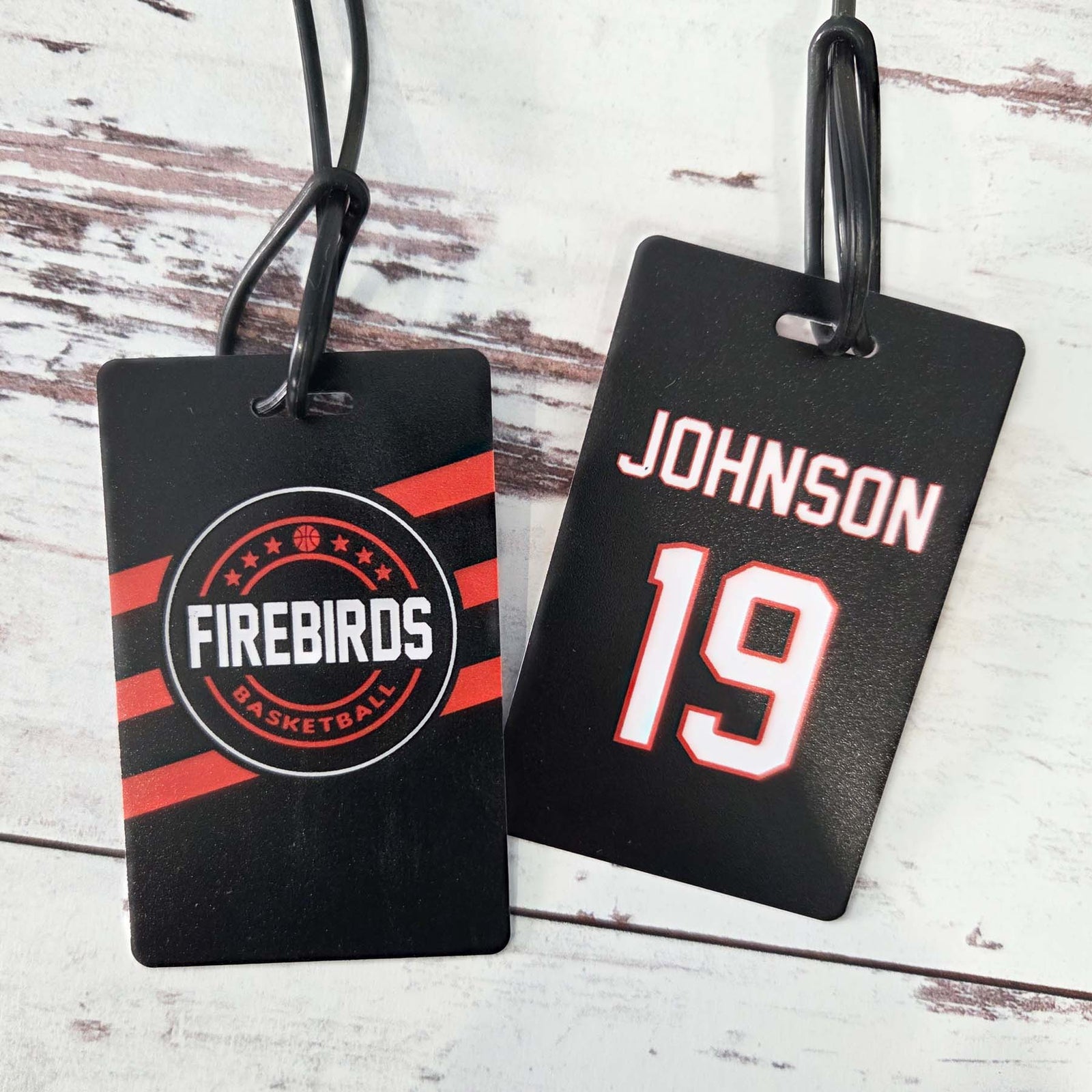 Basketball Team Mascot Sports Bag Tag Stripes