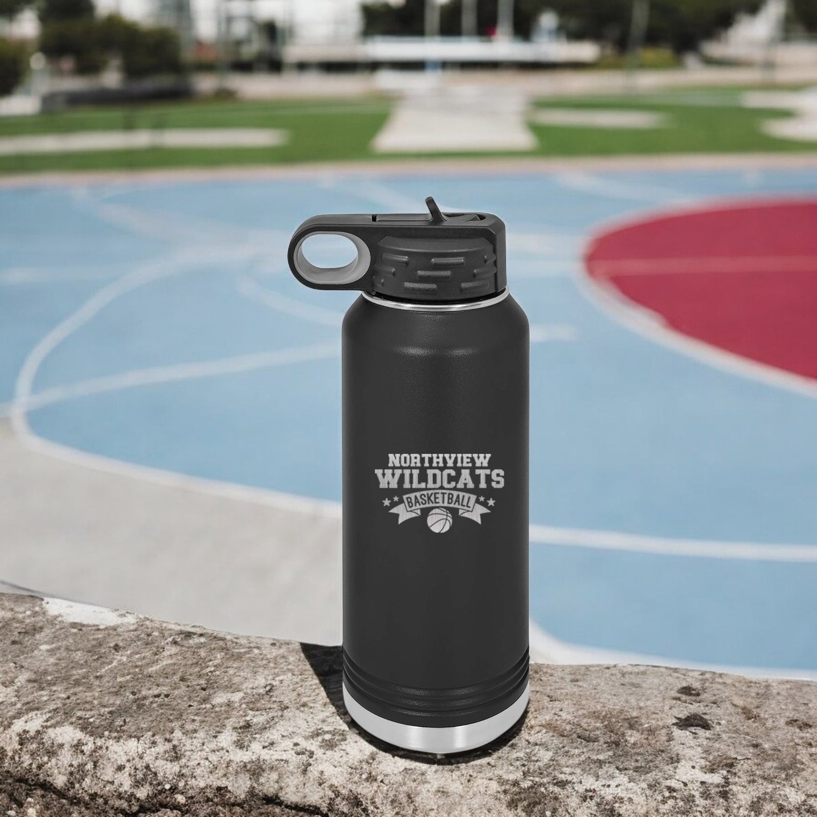 Basketball Mascot Engraved 32oz Water Bottle by Sunny Box