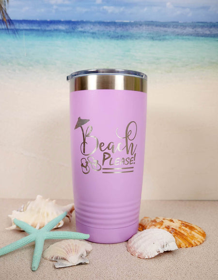 Beach Please Engraved 20oz Light Purple Polar Camel Tumbler - Sunny Box