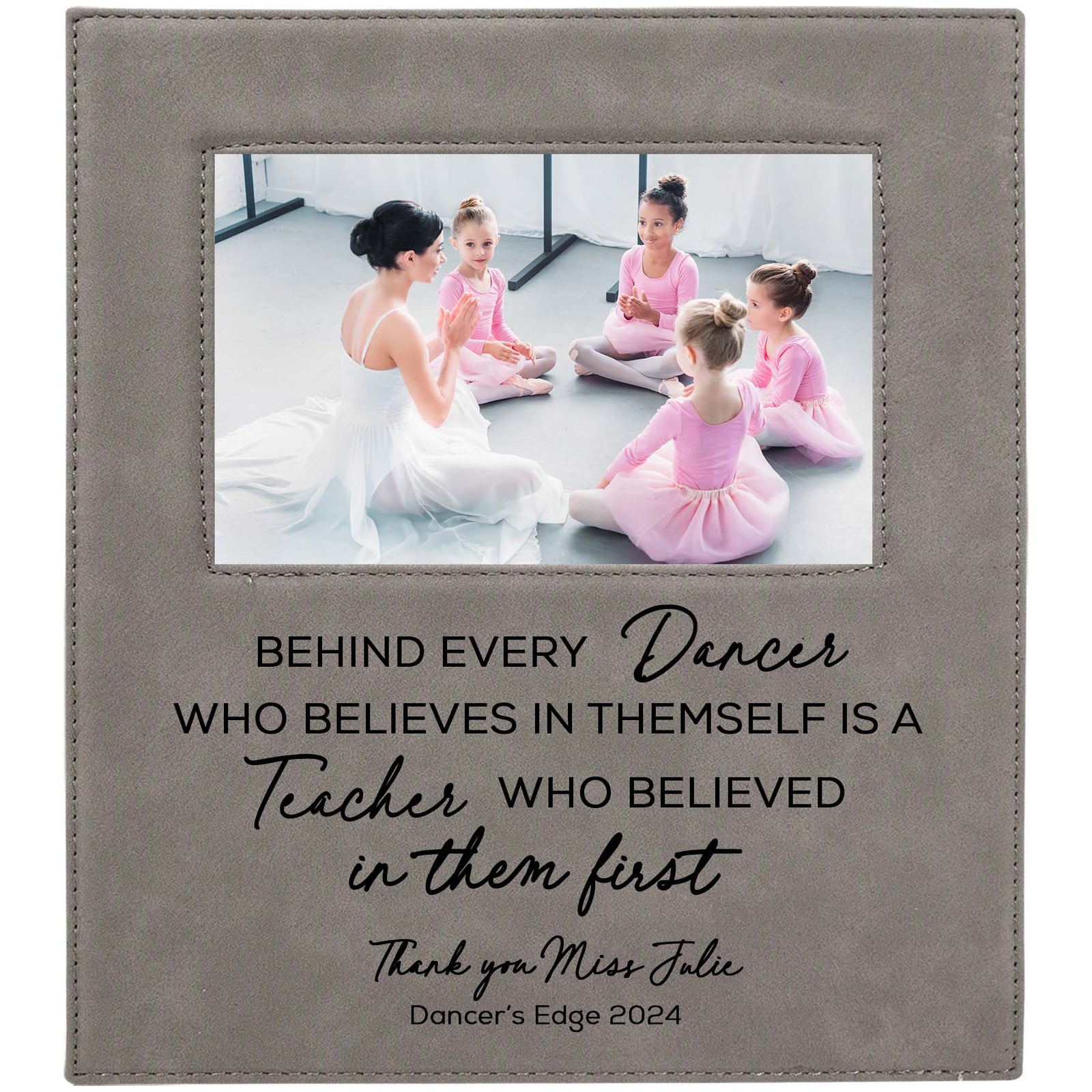 Dance Teacher Personalized Engraved Gray Picture Frame by Sunny Box