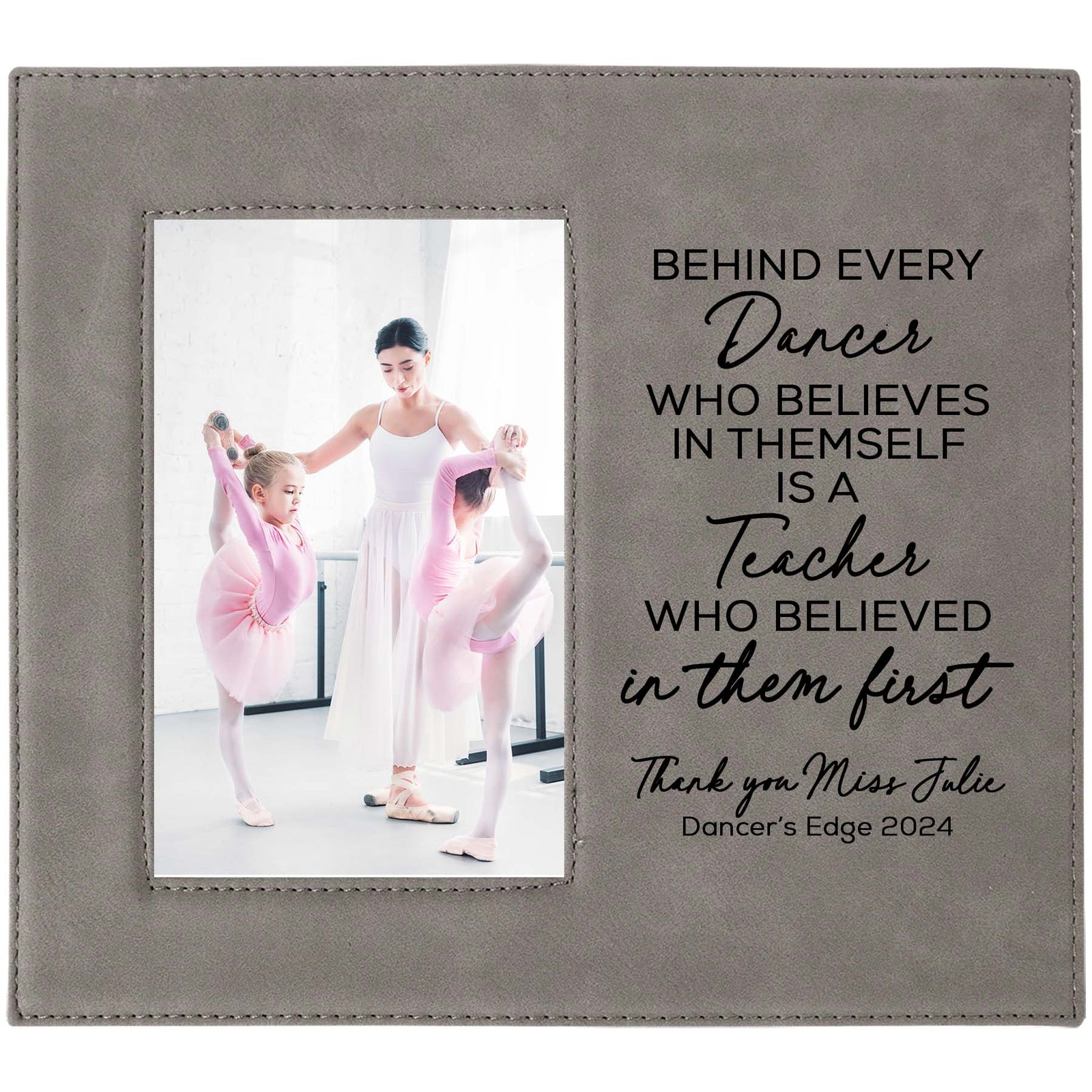 Dance Teacher Personalized Engraved Gray Picture Frame by Sunny Box