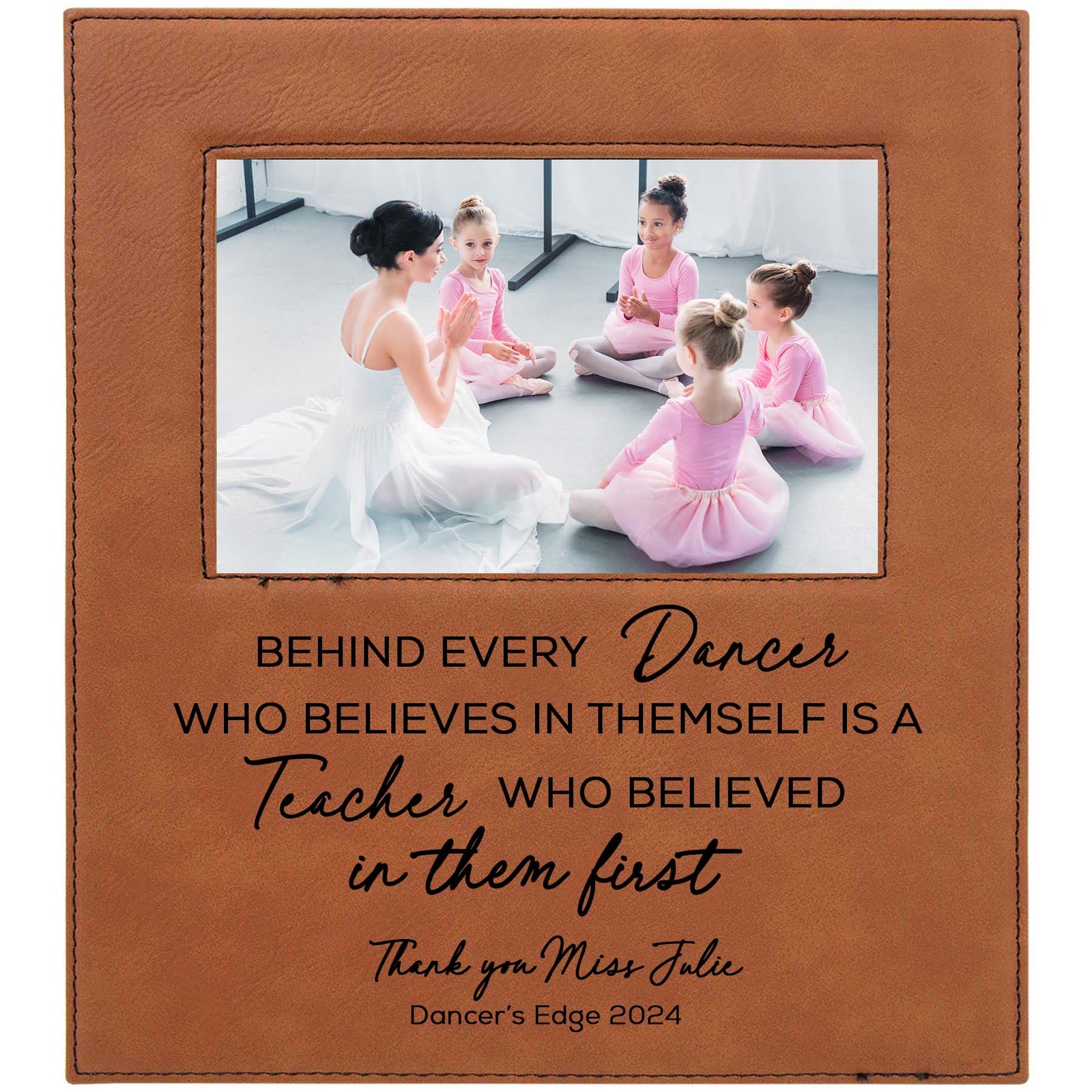 Dance Teacher Personalized Engraved Rawhide Picture Frame by Sunny Box