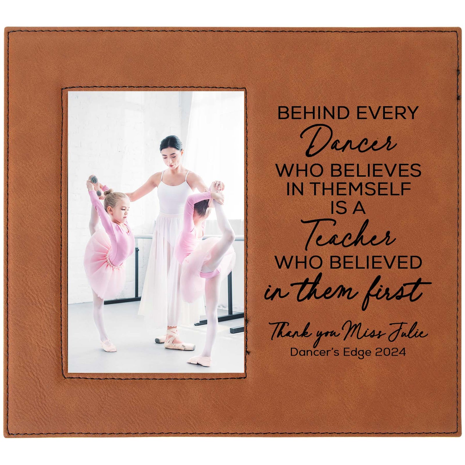 Dance Teacher Personalized Engraved Rawhide Picture Frame by Sunny Box