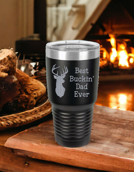 Best Buckin Dad Ever Engraved 30oz Black Tumbler