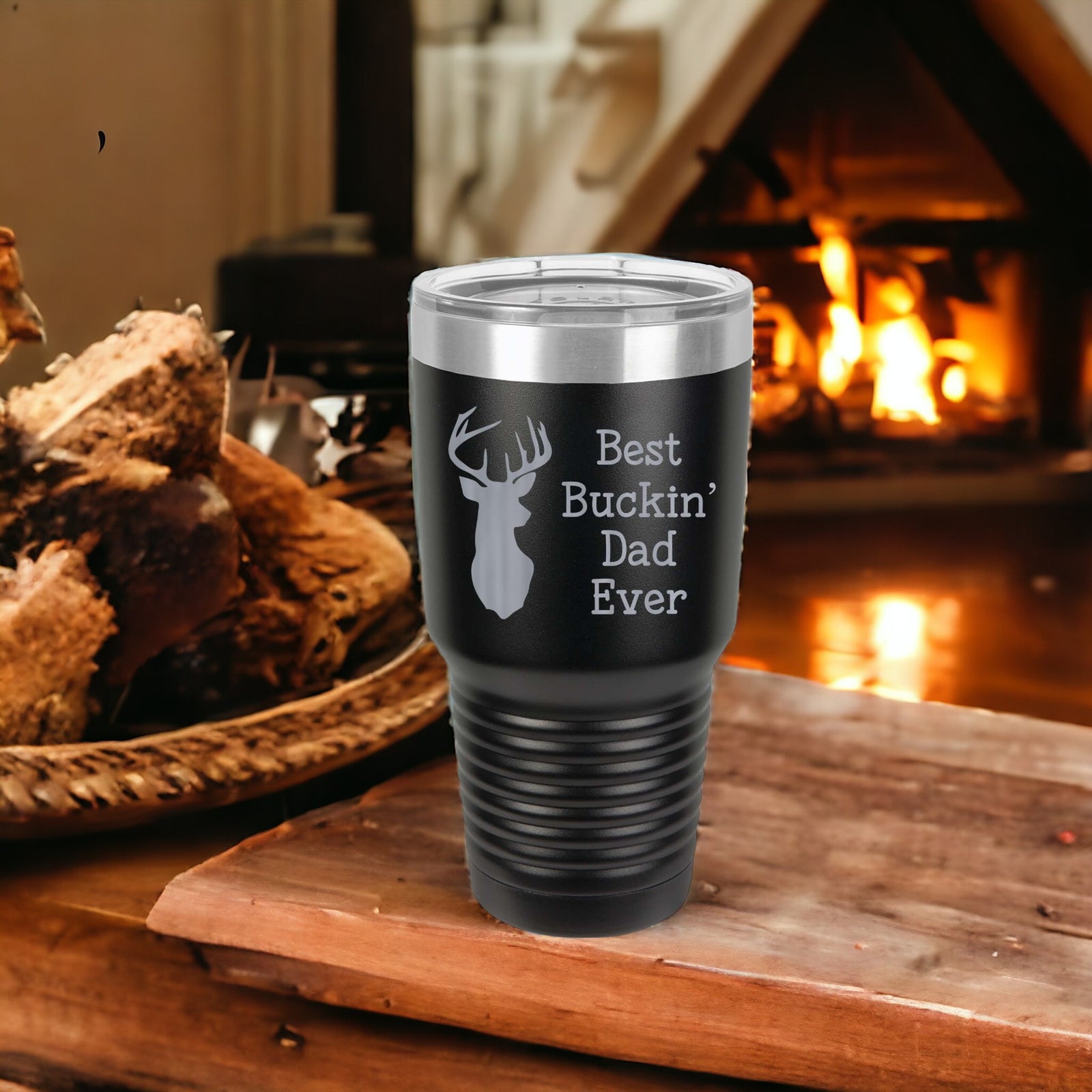Best Buckin Dad Ever Engraved 30oz Black Tumbler