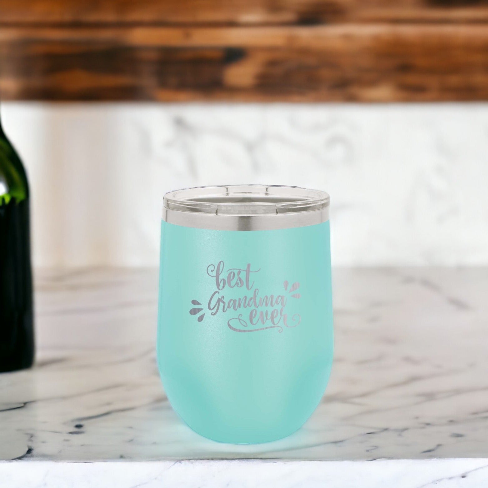 Best Grandma Ever - Engraved 12oz Teal Wine Tumbler Polar Camel Tumbler - Sunny Box