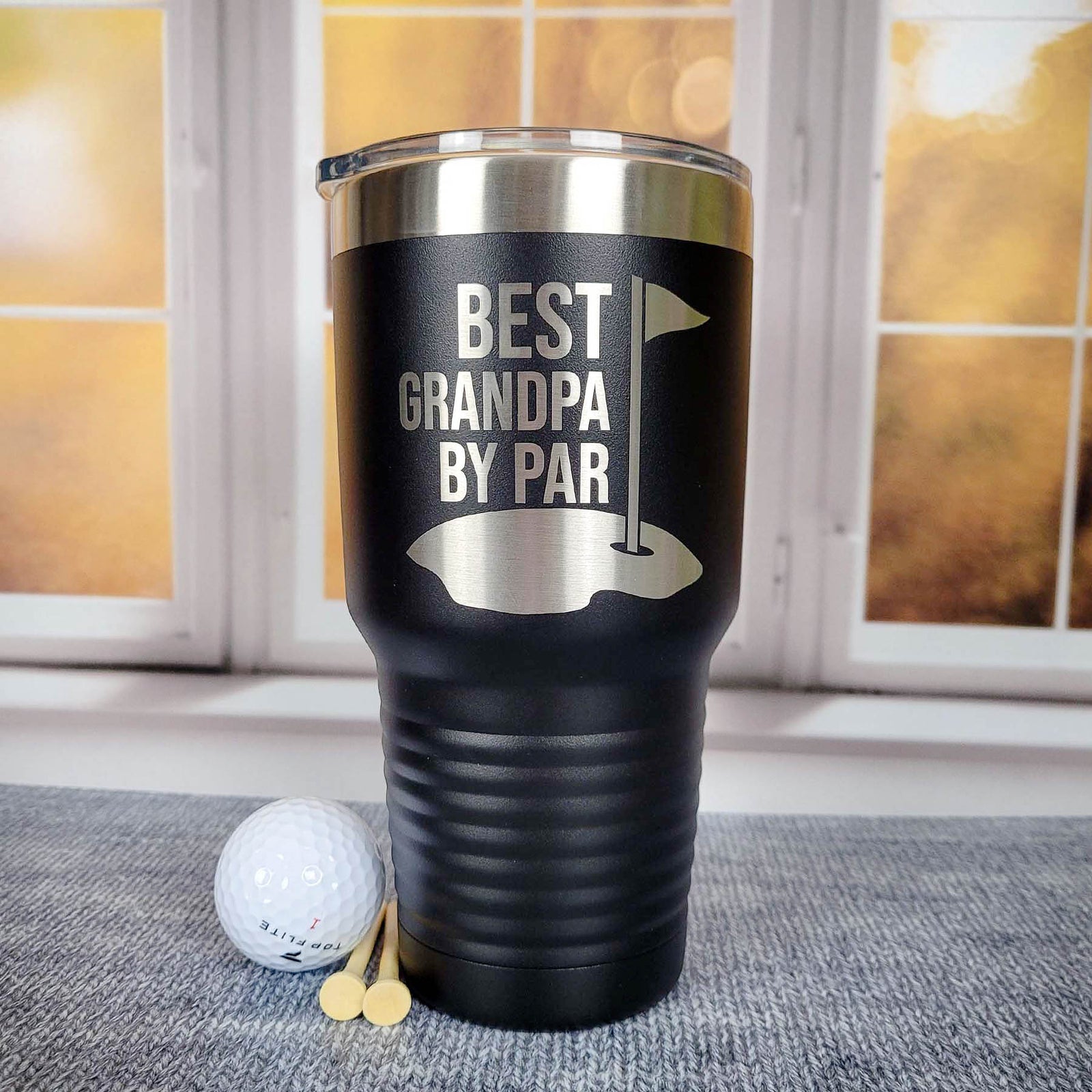 Best Grandpa by Par Engraved 30oz Black Tumbler by Sunny Box