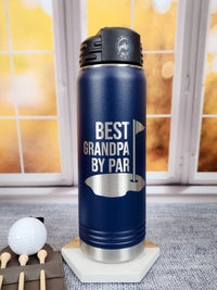 Best Grandpa by Par Engraved Water Bottle Navy Tumbler by Sunny Box