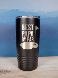 Best Papa By Par - Funny Engraved Golfing Mug 20oz Black Sunny Box