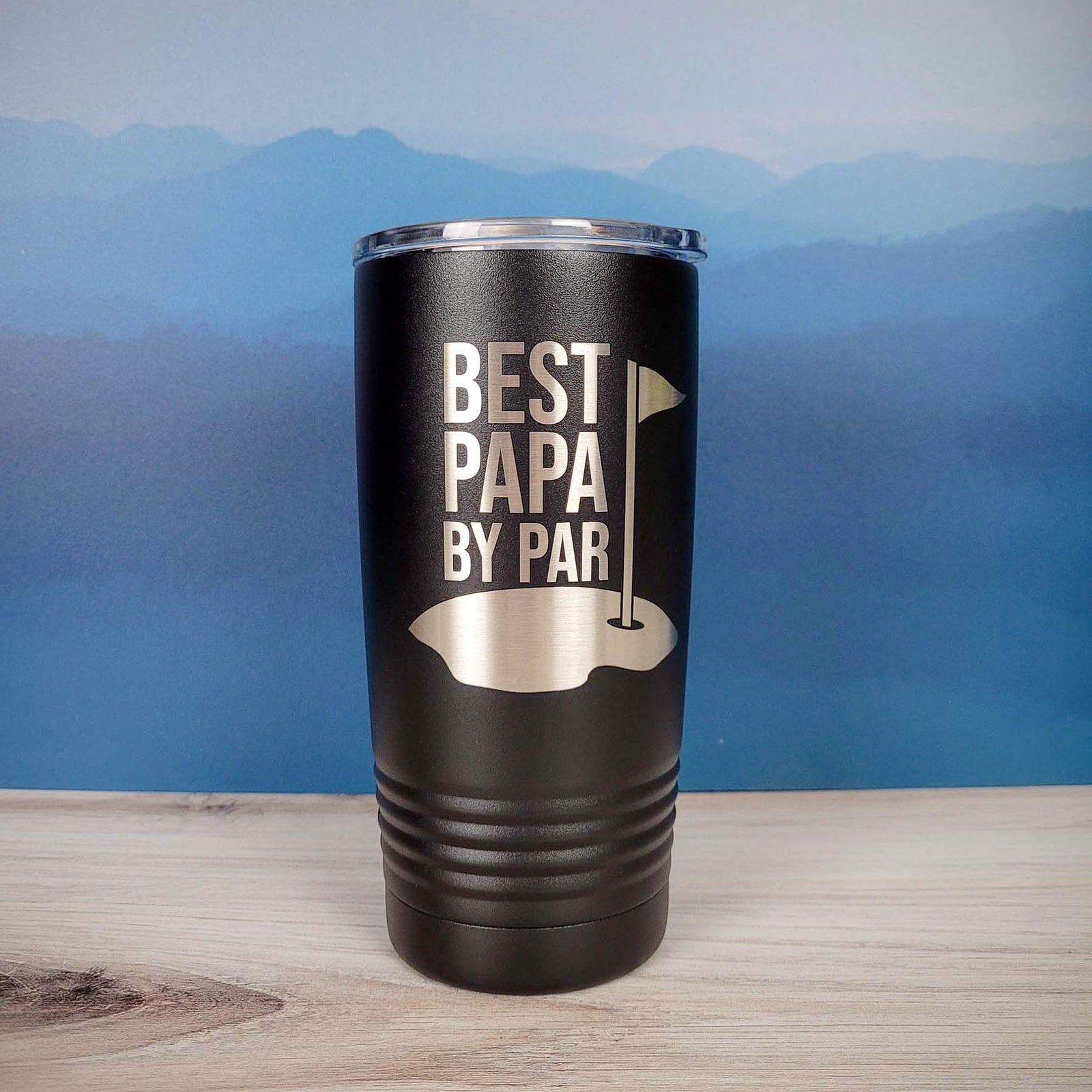 Best Papa By Par - Funny Engraved Golfing Mug 20oz Black Sunny Box