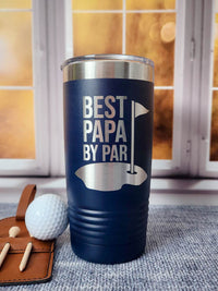 Best Papa By Par - Funny Engraved Golfing Mug 20oz Navy Sunny Box