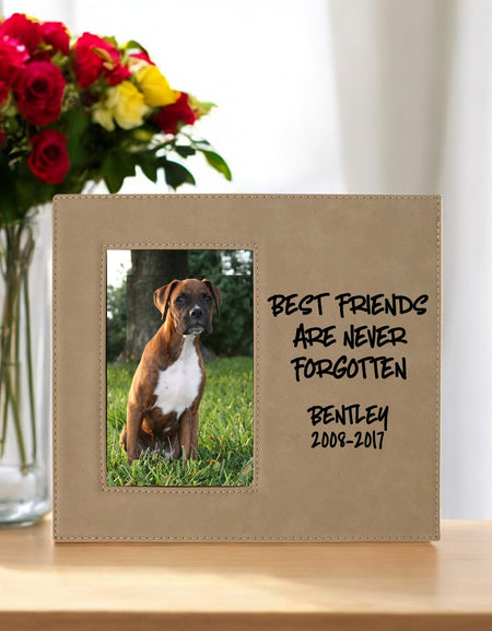 Best Friends Are Never Forgotten - Pet Memorial Leatherette Wide Picture Frame