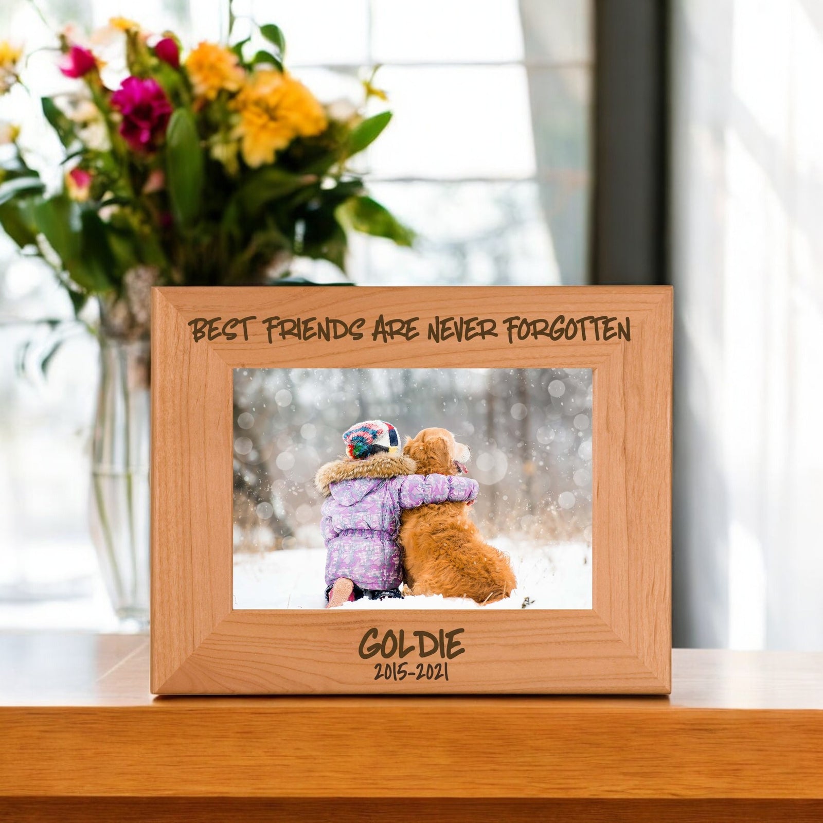 Best Friends Are Never Forgotten - Pet Memorial Wood Picture Frame