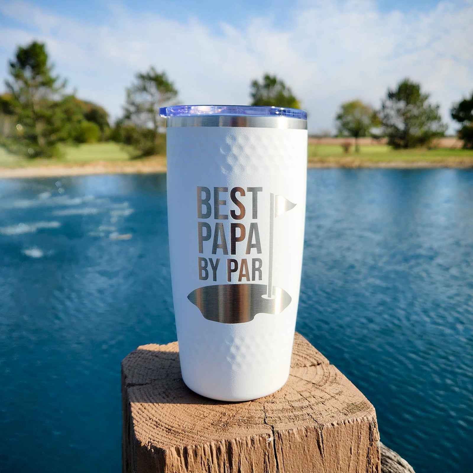 Best Papa By Par - Engraved Dimple Tumbler