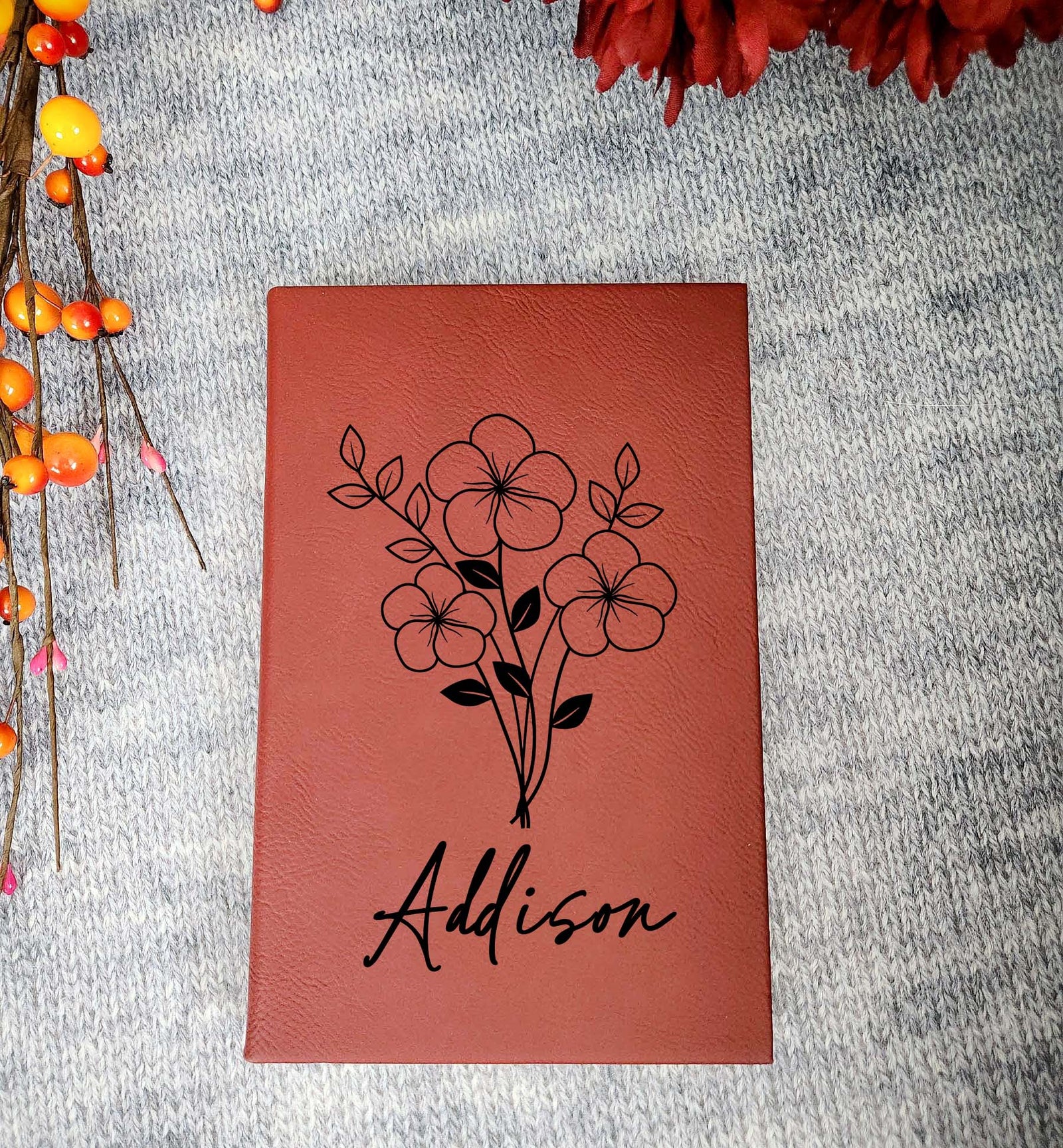 Birth Flower Personalized Engraved Journal by Sunny Box