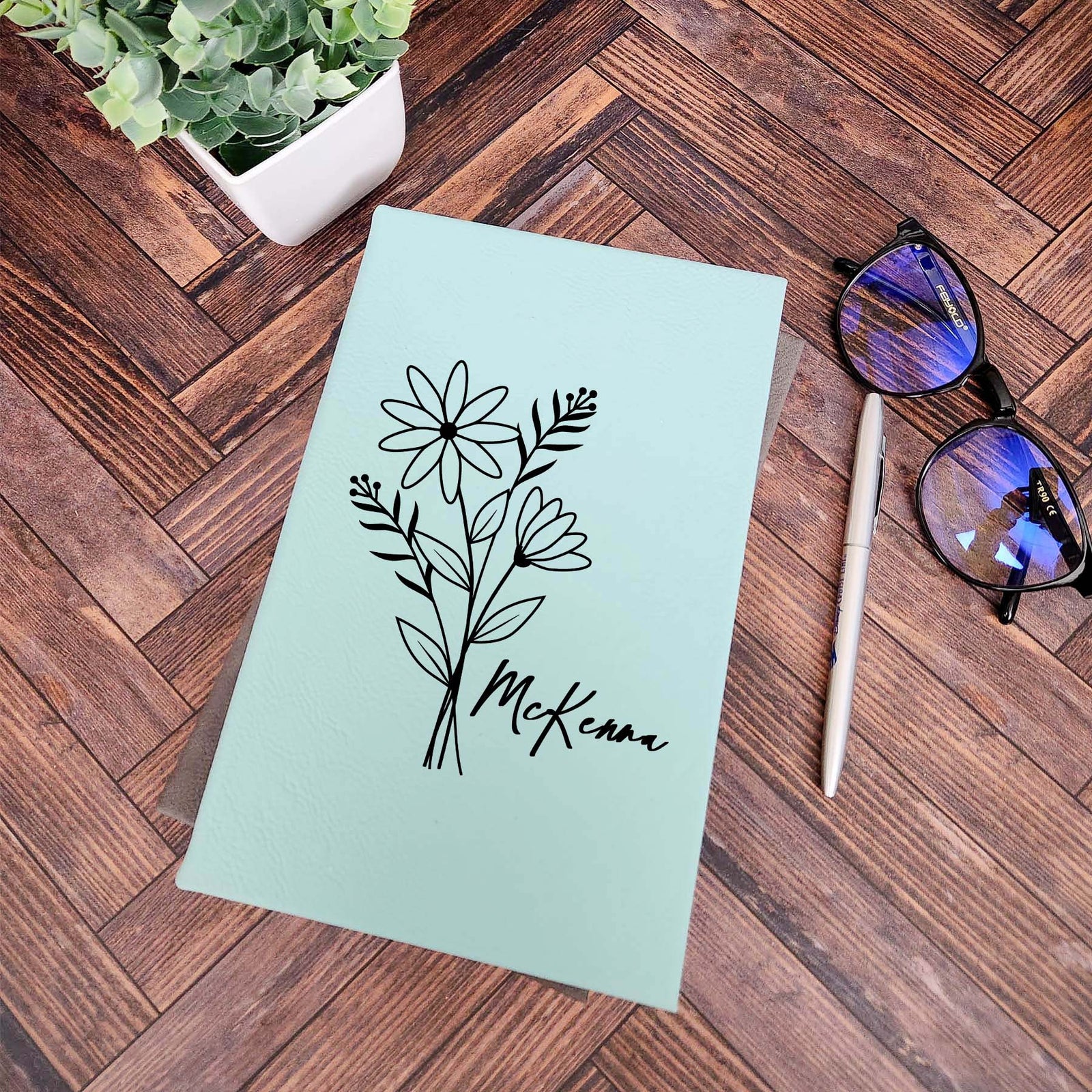 Birth Flower Personalized Engraved Journal by Sunny Box