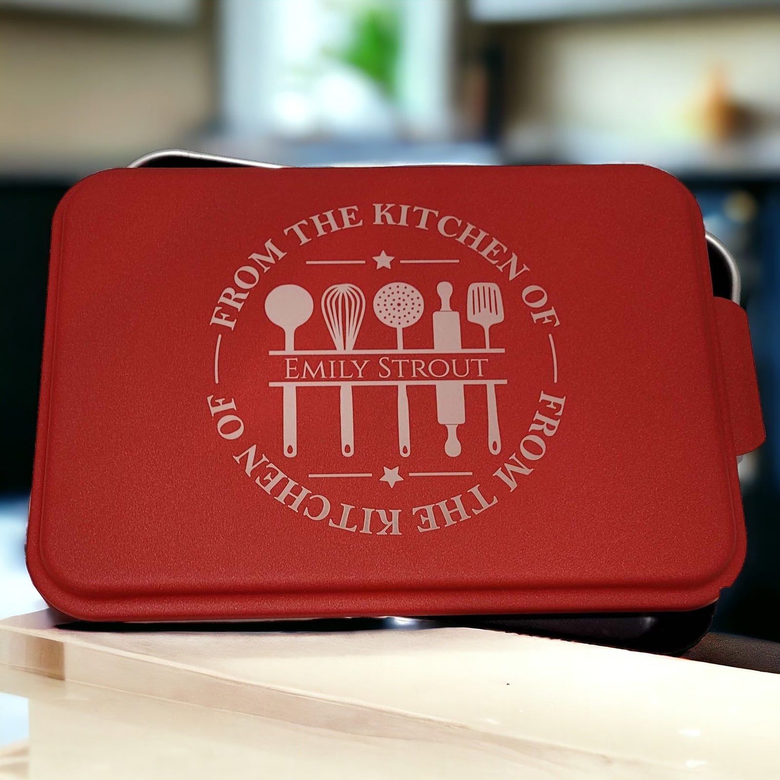 Engraved Cake Pan - Red - Sunny Box