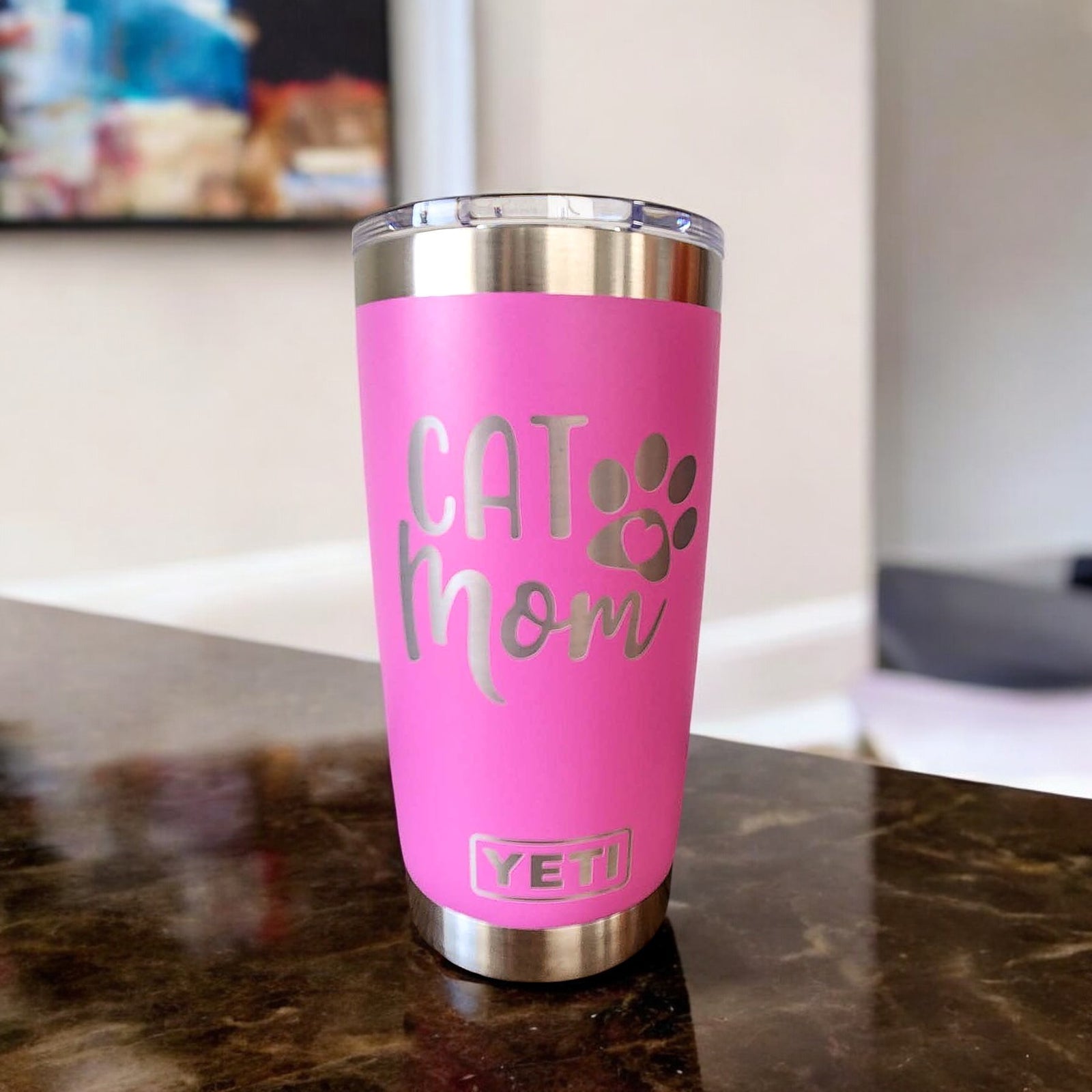 Cat Mom Engraved YETI Tumbler