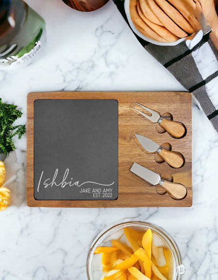 Custom Personalized Cheeseboard with Utensils by Sunny Box