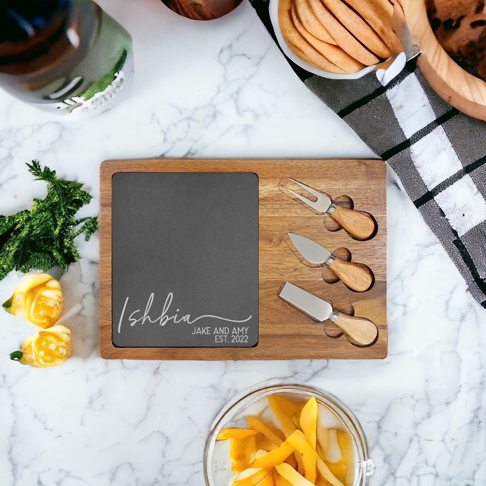 Custom Personalized Cheeseboard with Utensils by Sunny Box