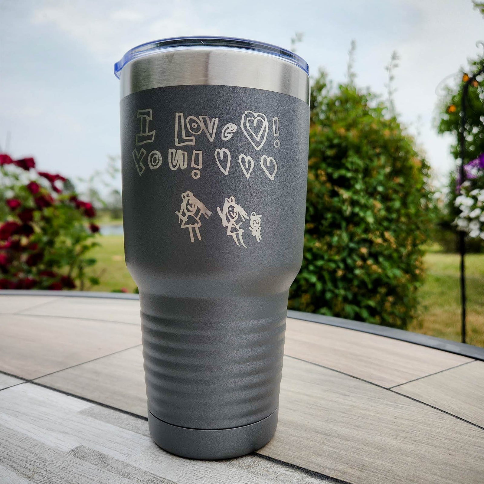 Engraved Handwriting 30oz Polar Camel Dark Gray tumbler by Sunny Box