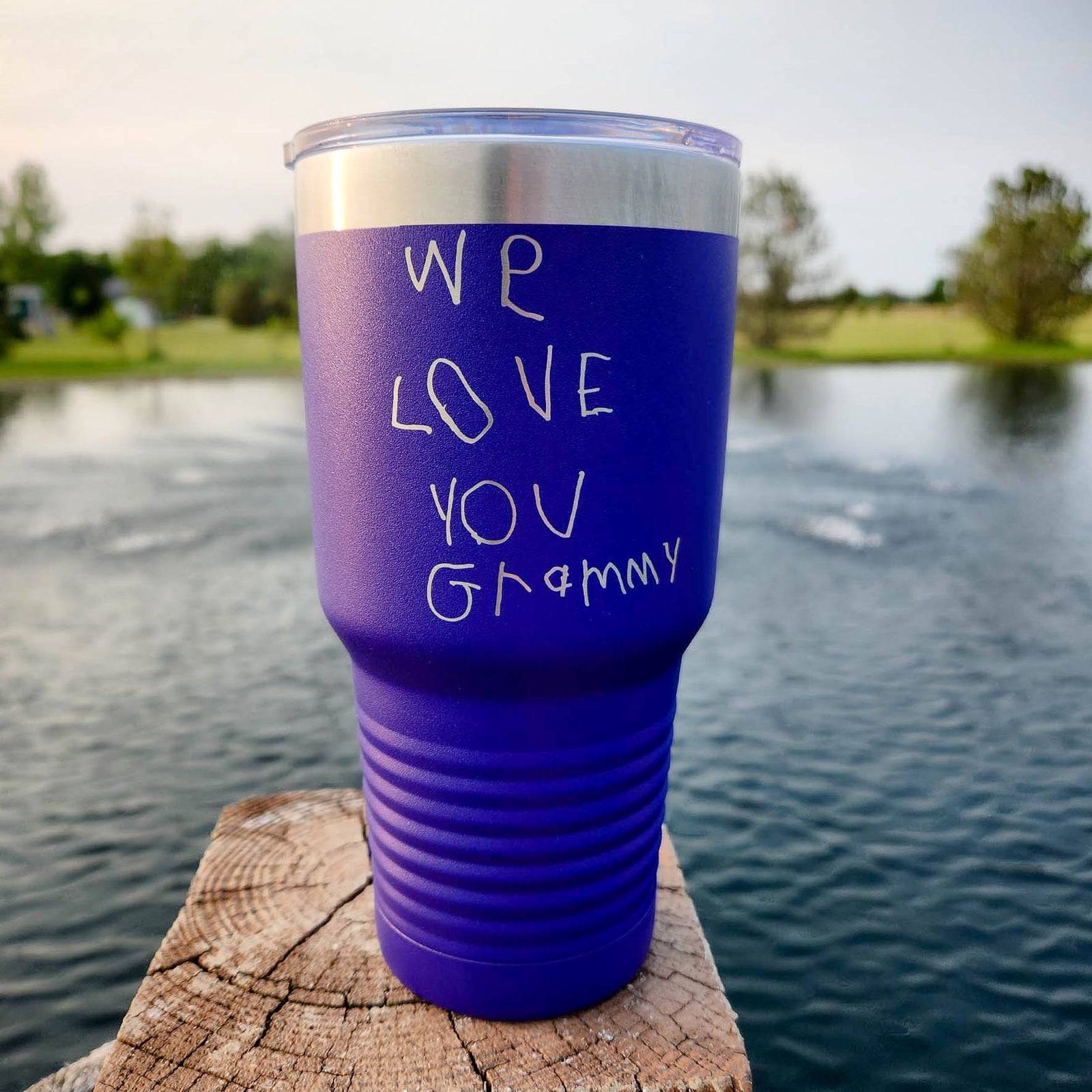 Engraved Handwriting 30oz Polar Camel Purple tumbler by Sunny Box
