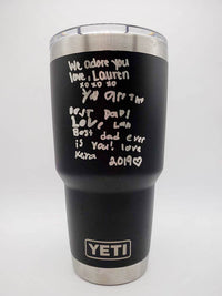 Child's Handwriting or Drawing Laser Engraved YETI Tumbler