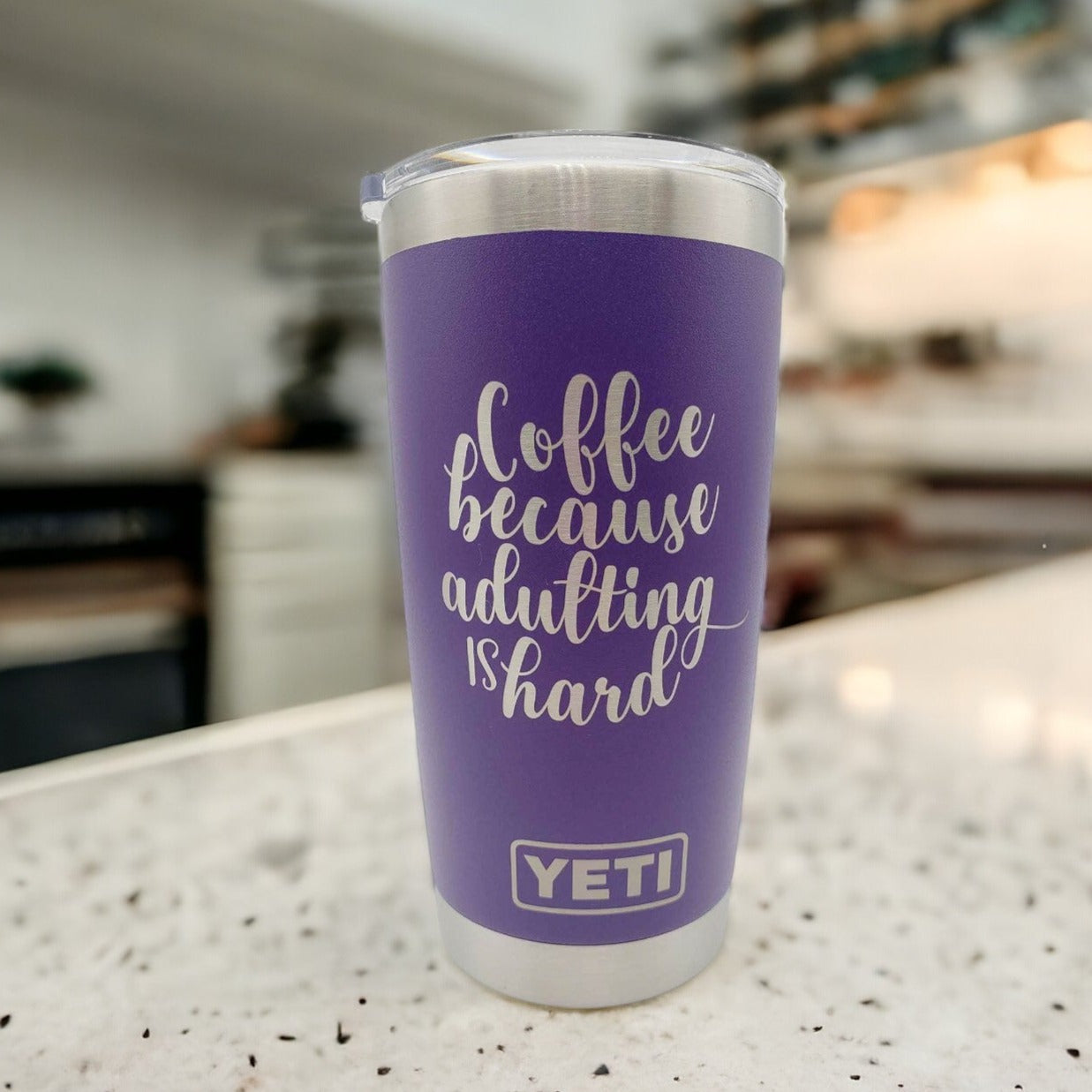 Coffee Because Adulting is Hard Engraved YETI Tumbler