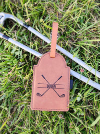 Personalized Engraved Leatherette Rawhide Golf Bag Tag with Tees by Sunny Box