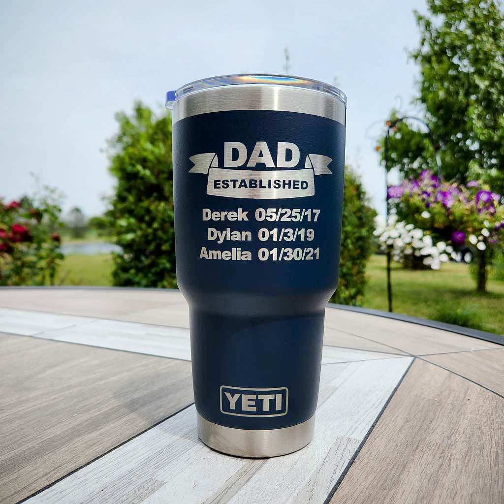 Dad Established Engraved YETI Tumbler