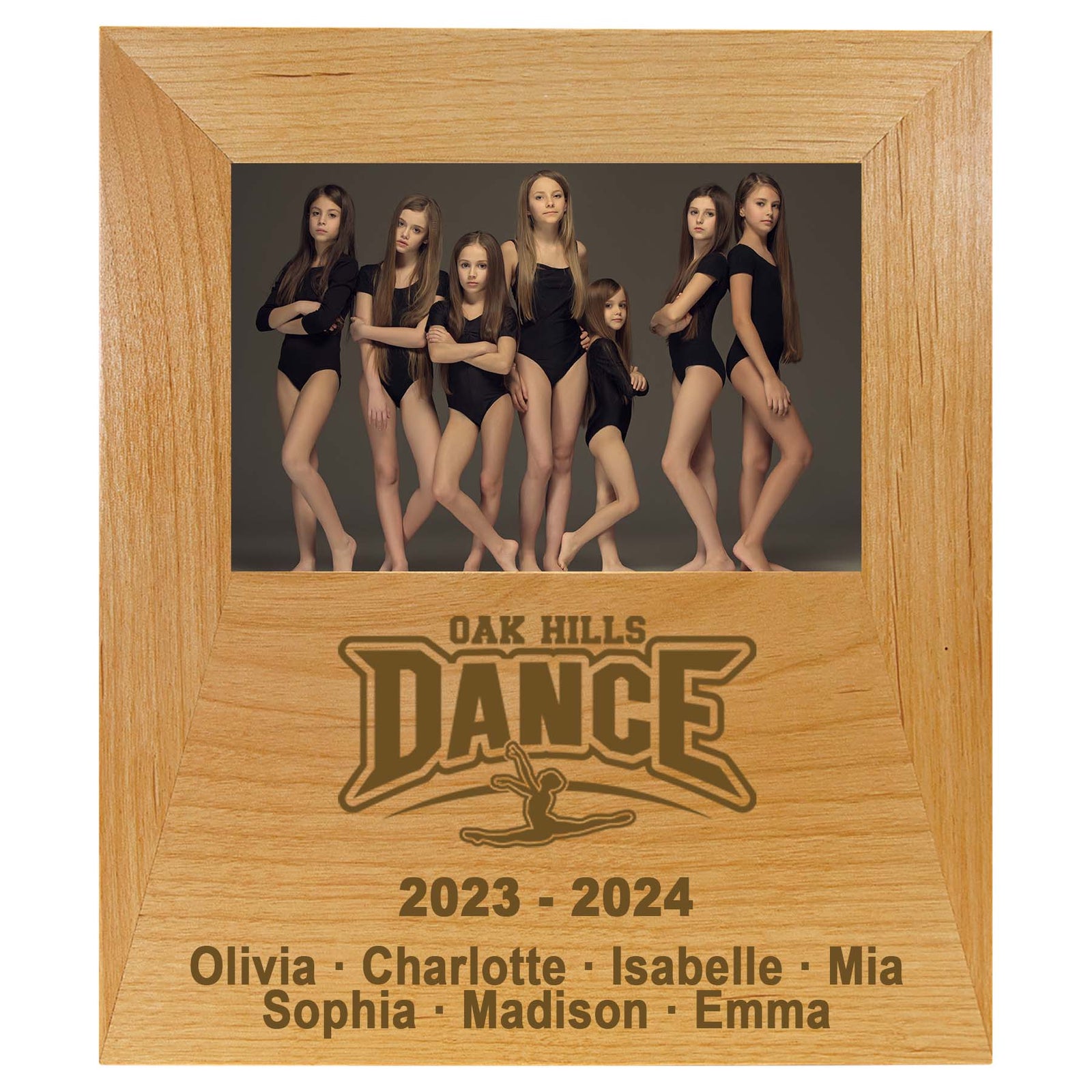 Dance Team Personalized Engraved Alder Wood Picture Frame by Sunny Box