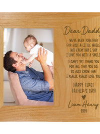 Dear Daddy First Father's Day Custom Wood Picture Frame by Sunny Box