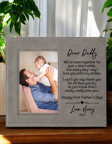 Dear Daddy First Father's Day Custom Leatherette Picture Frame by Sunny Box