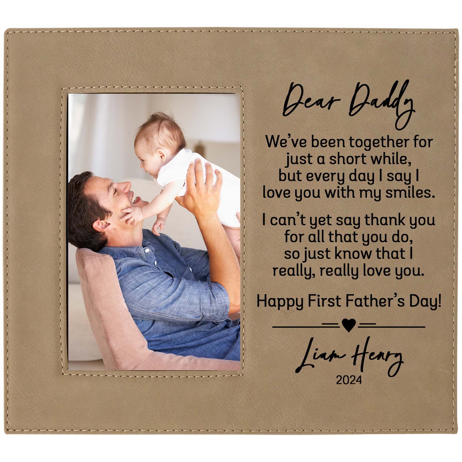 Dear Daddy First Father's Day Custom Leatherette Picture Frame by Sunny Box