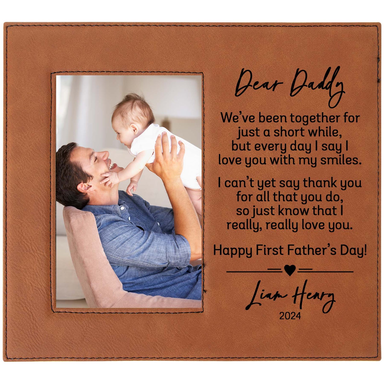 Dear Daddy First Father's Day Custom Leatherette Picture Frame by Sunny Box